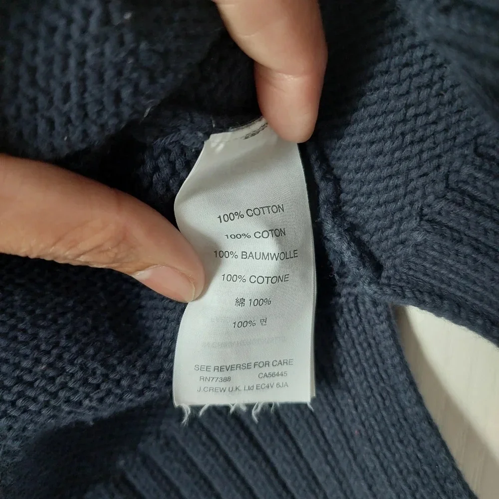 J.Crew 100% Cotton‎ Knit Cardigan Sweater Navy Blue Size XS